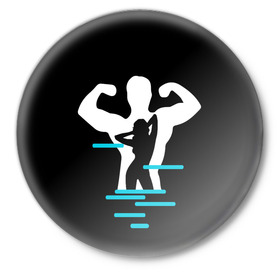 Значок с принтом титан в Санкт-Петербурге,  металл | круглая форма, металлическая застежка в виде булавки | crossfit | sport | бодибилдинг | зал | мужчина | мускулы | мышцы | сила | спорт | фитнес