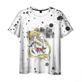 Мужская футболка 3D с принтом Sailor Moon. We can do it! в Санкт-Петербурге, 100% полиэфир | прямой крой, круглый вырез горловины, длина до линии бедер | ami | girl | mizuno | moon | sailor | tsukino | usagi | ами | банни | волшебница | девушка | малышка | махо сёдзё | мидзуно | минако | мун | рэй | сейлор | усаги | хино | цукино | чибиуса