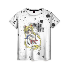 Женская футболка 3D с принтом Sailor Moon. We can do it! в Санкт-Петербурге, 100% полиэфир ( синтетическое хлопкоподобное полотно) | прямой крой, круглый вырез горловины, длина до линии бедер | ami | girl | mizuno | moon | sailor | tsukino | usagi | ами | банни | волшебница | девушка | малышка | махо сёдзё | мидзуно | минако | мун | рэй | сейлор | усаги | хино | цукино | чибиуса