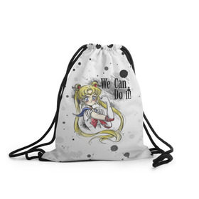 Рюкзак-мешок 3D с принтом Sailor Moon. We can do it! в Санкт-Петербурге, 100% полиэстер | плотность ткани — 200 г/м2, размер — 35 х 45 см; лямки — толстые шнурки, застежка на шнуровке, без карманов и подкладки | Тематика изображения на принте: ami | girl | mizuno | moon | sailor | tsukino | usagi | ами | банни | волшебница | девушка | малышка | махо сёдзё | мидзуно | минако | мун | рэй | сейлор | усаги | хино | цукино | чибиуса
