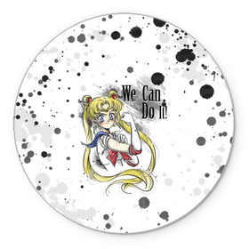Коврик для мышки круглый с принтом Sailor Moon. We can do it! в Санкт-Петербурге, резина и полиэстер | круглая форма, изображение наносится на всю лицевую часть | ami | girl | mizuno | moon | sailor | tsukino | usagi | ами | банни | волшебница | девушка | малышка | махо сёдзё | мидзуно | минако | мун | рэй | сейлор | усаги | хино | цукино | чибиуса