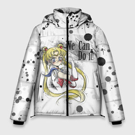 Мужская зимняя куртка 3D с принтом Sailor Moon We can do it! в Санкт-Петербурге, верх — 100% полиэстер; подкладка — 100% полиэстер; утеплитель — 100% полиэстер | длина ниже бедра, свободный силуэт Оверсайз. Есть воротник-стойка, отстегивающийся капюшон и ветрозащитная планка. 

Боковые карманы с листочкой на кнопках и внутренний карман на молнии. | Тематика изображения на принте: ami | girl | mizuno | moon | sailor | tsukino | usagi | ами | банни | волшебница | девушка | малышка | махо сёдзё | мидзуно | минако | мун | рэй | сейлор | усаги | хино | цукино | чибиуса