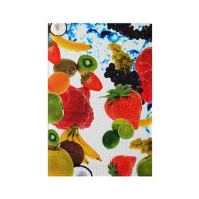 Обложка для паспорта матовая кожа с принтом фрукты в Санкт-Петербурге, натуральная матовая кожа | размер 19,3 х 13,7 см; прозрачные пластиковые крепления | doodling | pattern | textures | tiles | банан | дудлинг | овощи | паттерны | скатерть | тайлы | текстуры | фон | фрукты