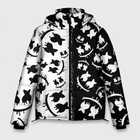 Мужская зимняя куртка 3D с принтом MARSHMELLO в Санкт-Петербурге, верх — 100% полиэстер; подкладка — 100% полиэстер; утеплитель — 100% полиэстер | длина ниже бедра, свободный силуэт Оверсайз. Есть воротник-стойка, отстегивающийся капюшон и ветрозащитная планка. 

Боковые карманы с листочкой на кнопках и внутренний карман на молнии. | black | black and white | marshmello | music | white | белое | маршиеллоу | маска | музыка | музыкант | черное | черное и белое