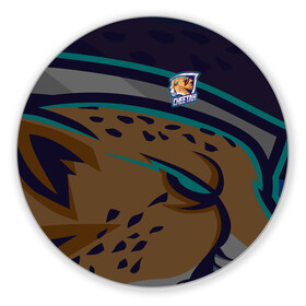 Коврик для мышки круглый с принтом Форма Cheetah в Санкт-Петербурге, резина и полиэстер | круглая форма, изображение наносится на всю лицевую часть | design | logo | mascot | баскетбол | гепард | герои | животное | звери | зверь | киберспорт | кошка | охота | рысь | спортивная | стиль | талисман | фитнес | форма | футбол | хищник | яркие