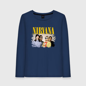 Женский лонгслив хлопок с принтом NIRVANA в Санкт-Петербурге, 100% хлопок |  | cobain | kurt donald cobain | nirvana | smile | альтернативный рок | гранж | дэйв грол | крист новоселич | курт кобейн | нирвана | смайл