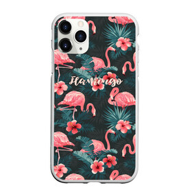 Чехол для iPhone 11 Pro матовый с принтом Flamingo в Санкт-Петербурге, Силикон |  | girl | woman | девушкам | девушки | листья | подарок | тропические цветы | фламинго | цветы