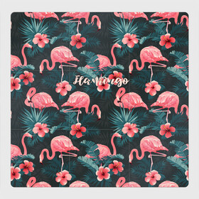 Магнитный плакат 3Х3 с принтом Flamingo в Санкт-Петербурге, Полимерный материал с магнитным слоем | 9 деталей размером 9*9 см | girl | woman | девушкам | девушки | листья | подарок | тропические цветы | фламинго | цветы