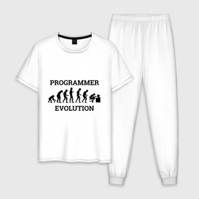 Мужская пижама хлопок с принтом Эволюция программиста в Санкт-Петербурге, 100% хлопок | брюки и футболка прямого кроя, без карманов, на брюках мягкая резинка на поясе и по низу штанин
 | c++ | code | computer | java | джава | кодеру | компьютерщику | программа | программисту | хакеру