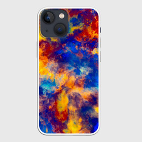 Чехол для iPhone 13 mini с принтом Огненно синий полутон в Санкт-Петербурге,  |  | textures | абстракция | дым | желтый | краски | красный | небо | облака | огонь | пламя | разводы | разноцветный | синий | текстура | текстуры | туман | узор | фон