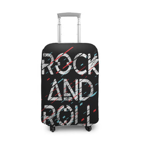 Чехол для чемодана 3D с принтом Rock And Roll в Санкт-Петербурге, 86% полиэфир, 14% спандекс | двустороннее нанесение принта, прорези для ручек и колес | модный | музыка | надписи | надпись | песня | рок н ролл | символы | сообщение | танец | текст | фраза | цитаты | черный