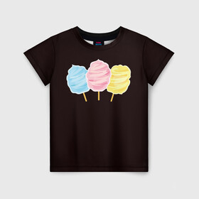 Детская футболка 3D с принтом Сладкая вата в Санкт-Петербурге, 100% гипоаллергенный полиэфир | прямой крой, круглый вырез горловины, длина до линии бедер, чуть спущенное плечо, ткань немного тянется | Тематика изображения на принте: вата | воздушная | воздушная вата | летнее настроение | сладкоежка