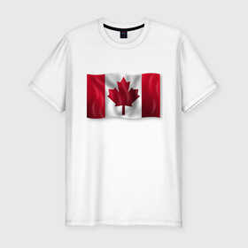 Мужская футболка хлопок Slim с принтом Канада в Санкт-Петербурге, 92% хлопок, 8% лайкра | приталенный силуэт, круглый вырез ворота, длина до линии бедра, короткий рукав | 3d | 3д | canada | государственный | государство | канада | канадец | канадский | канадцы | клён | лист | листья | объёмный | страна | страны | туристические | туристический | флаг | флаги | флажки | флажок