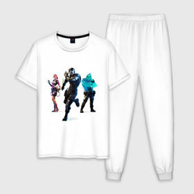 Мужская пижама хлопок с принтом Fortnite Фортнайт в Санкт-Петербурге, 100% хлопок | брюки и футболка прямого кроя, без карманов, на брюках мягкая резинка на поясе и по низу штанин
 | для самых топовых игроков
