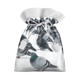 Подарочный 3D мешок с принтом Голуби в Санкт-Петербурге, 100% полиэстер | Размер: 29*39 см | bird | pigeon | russia | snow | winter | голубь | животные | зима | курлык | птицы | россия | снег | текстура | фон | фотография