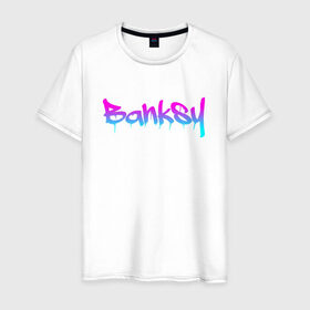 Мужская футболка хлопок с принтом BANKSY в Санкт-Петербурге, 100% хлопок | прямой крой, круглый вырез горловины, длина до линии бедер, слегка спущенное плечо. | artist | banksy | graffiti | street wear | бэнкси | граффити | искусство | надписи | уличный художник