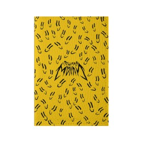 Обложка для паспорта матовая кожа с принтом Пошлая Молли Смайлики в Санкт-Петербурге, натуральная матовая кожа | размер 19,3 х 13,7 см; прозрачные пластиковые крепления | Тематика изображения на принте: pop | punk | rock | желтый | лого | панк | паттерн | поп | рок | смайл | смайлик