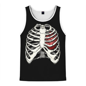 Мужская майка 3D с принтом My Heart в Санкт-Петербурге, 100% полиэстер | круглая горловина, приталенный силуэт, длина до линии бедра. Пройма и горловина окантованы тонкой бейкой | Тематика изображения на принте: bone | bones | chest | heart | hearts | love | organ | organs | ribs | skeleton | x ray | грудная клетка | кости | кость | орган | органы | ребра | рентген | сердца | сердце | скелет