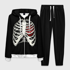 Мужской костюм 3D с принтом My Heart в Санкт-Петербурге, 100% полиэстер | Манжеты и пояс оформлены тканевой резинкой, двухслойный капюшон со шнурком для регулировки, карманы спереди | Тематика изображения на принте: bone | bones | chest | heart | hearts | love | organ | organs | ribs | skeleton | x ray | грудная клетка | кости | кость | орган | органы | ребра | рентген | сердца | сердце | скелет