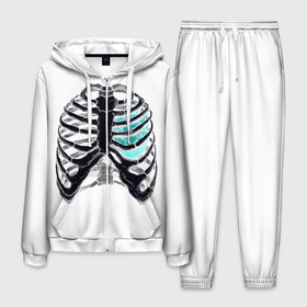 Мужской костюм 3D с принтом X-Ray в Санкт-Петербурге, 100% полиэстер | Манжеты и пояс оформлены тканевой резинкой, двухслойный капюшон со шнурком для регулировки, карманы спереди | Тематика изображения на принте: bone | bones | chest | heart | hearts | love | organ | organs | ribs | skeleton | x ray | грудная клетка | кости | кость | орган | органы | ребра | рентген | сердца | сердце | скелет