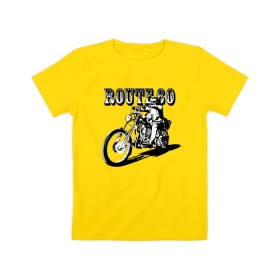 Детская футболка хлопок с принтом Трасса 60 в Санкт-Петербурге, 100% хлопок | круглый вырез горловины, полуприлегающий силуэт, длина до линии бедер | biker | guy | headlight | man | motorcycle | route | байкер | мотоцикл | мужчина | парень | трасса | фара