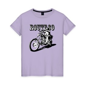 Женская футболка хлопок с принтом Трасса 60 в Санкт-Петербурге, 100% хлопок | прямой крой, круглый вырез горловины, длина до линии бедер, слегка спущенное плечо | biker | guy | headlight | man | motorcycle | route | байкер | мотоцикл | мужчина | парень | трасса | фара