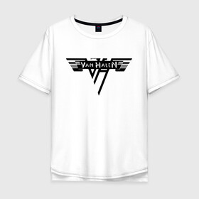 Мужская футболка хлопок Oversize с принтом Van Halen Logo Ван Хален (Z) в Санкт-Петербурге, 100% хлопок | свободный крой, круглый ворот, “спинка” длиннее передней части | lee roth | van halen | vh | алекс ван хален | вольфганг ван хален | глэм метал | дэвид ли рот | хард рок | хеви метал | эдди ван хален