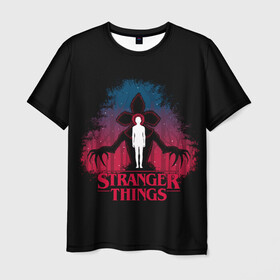 Мужская футболка 3D с принтом STRANGER THINGS в Санкт-Петербурге, 100% полиэфир | прямой крой, круглый вырез горловины, длина до линии бедер | 11 | stranger things | одди | одиннадцатая | очень странные дела | сериалы