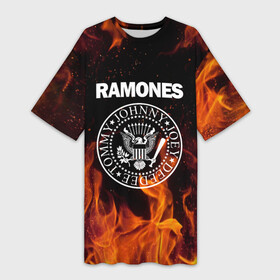 Платье-футболка 3D с принтом Ramones в Санкт-Петербурге,  |  | music | ramones | rock | музыка | рамонез | рамонес | рамонс | рок