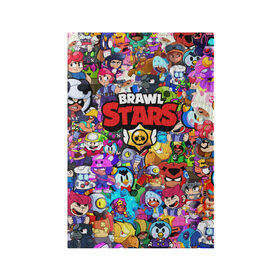 Обложка для паспорта матовая кожа с принтом BRAWL STARS в Санкт-Петербурге, натуральная матовая кожа | размер 19,3 х 13,7 см; прозрачные пластиковые крепления | bibi | brawl stars | brock | bull | crow | dinomike | el primo | leon | mobile game | nita | poko | ricochet | sandy | shall | stars | tara | бравл старс | ворон | леон | мобильные игры