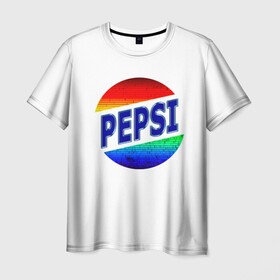 Мужская футболка 3D с принтом Pepsi в Санкт-Петербурге, 100% полиэфир | прямой крой, круглый вырез горловины, длина до линии бедер | 90 е | 90s | art | back | logo | pepsi | retro | арт | время | дата | девяностые | лого | логотип.детство | надпись | пепси | прикольная | ретро | рождение | сделан | слова | цифры | эмблема