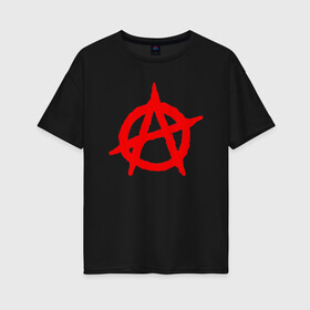 Женская футболка хлопок Oversize с принтом Анархия в Санкт-Петербурге, 100% хлопок | свободный крой, круглый ворот, спущенный рукав, длина до линии бедер
 | ада | анархии | анархия | гот | готический | готы | знак | и | имеющая | лого | логотип | на | основывающаяся | политическая | преисподния | свободе | свое