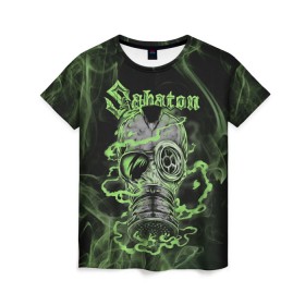 Женская футболка 3D с принтом Toxic Sabaton в Санкт-Петербурге, 100% полиэфир ( синтетическое хлопкоподобное полотно) | прямой крой, круглый вырез горловины, длина до линии бедер | battle metal | sabaton | военный рок | йоаким броден | крис рёланд | пар сундстрём | рок | рок группа | хэви метал | шведская группа | шведский рок