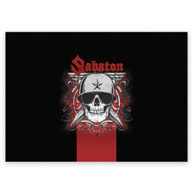 Поздравительная открытка с принтом Sabaton Army Skull в Санкт-Петербурге, 100% бумага | плотность бумаги 280 г/м2, матовая, на обратной стороне линовка и место для марки
 | battle metal | sabaton | военный рок | йоаким броден | крис рёланд | пар сундстрём | рок | рок группа | хэви метал | шведская группа | шведский рок