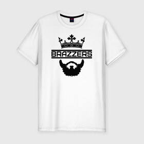 Мужская футболка хлопок Slim с принтом Brazzers в Санкт-Петербурге, 92% хлопок, 8% лайкра | приталенный силуэт, круглый вырез ворота, длина до линии бедра, короткий рукав | brazzers | milf | ананизм | ананист | бразерс | браззерс | милф | сайт