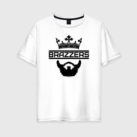 Женская футболка хлопок Oversize с принтом Brazzers в Санкт-Петербурге, 100% хлопок | свободный крой, круглый ворот, спущенный рукав, длина до линии бедер
 | brazzers | milf | ананизм | ананист | бразерс | браззерс | милф | сайт