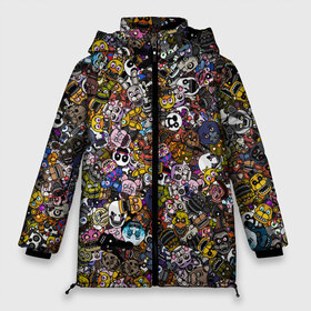 Женская зимняя куртка 3D с принтом FNaF стикербомбинг в Санкт-Петербурге, верх — 100% полиэстер; подкладка — 100% полиэстер; утеплитель — 100% полиэстер | длина ниже бедра, силуэт Оверсайз. Есть воротник-стойка, отстегивающийся капюшон и ветрозащитная планка. 

Боковые карманы с листочкой на кнопках и внутренний карман на молнии | doodling | pattern | textures | tiles | дудлинг | игра. stickerbombing | коллаж | лица
голова | монстры | паттерны | паттрен | персонажи | пять ночей у фредди | тайлы | текстуры | фнаф | фон