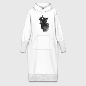 Платье удлиненное хлопок с принтом Грозовой, кошак (опасный) в Санкт-Петербурге,  |  | зубастый | котиков | коты | опасный | семья | черный