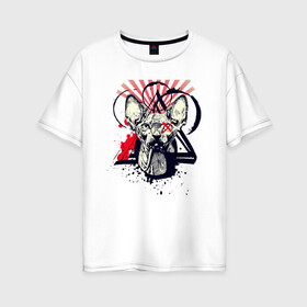 Женская футболка хлопок Oversize с принтом Грозовой кошак (сфинкс) в Санкт-Петербурге, 100% хлопок | свободный крой, круглый ворот, спущенный рукав, длина до линии бедер
 | арт | графика | кот | котиков | сфинкс