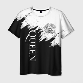 Мужская футболка 3D с принтом QUEEN в Санкт-Петербурге, 100% полиэфир | прямой крой, круглый вырез горловины, длина до линии бедер | queen | rock | we will rock you | брайан мэи | группа queen | группа квин | джон дикон | квин | королева | король | роджер тейлор | рок | фредди меркьюри