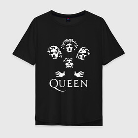 Мужская футболка хлопок Oversize с принтом QUEEN (НА СПИНЕ) в Санкт-Петербурге, 100% хлопок | свободный крой, круглый ворот, “спинка” длиннее передней части | Тематика изображения на принте: queen | rock | we will rock you | брайан мэи | группа queen | группа квин | джон дикон | квин | королева | король | роджер тейлор | рок | фредди меркьюри