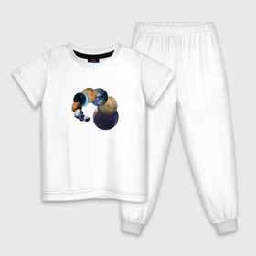 Детская пижама хлопок с принтом Планетный Цикл в Санкт-Петербурге, 100% хлопок |  брюки и футболка прямого кроя, без карманов, на брюках мягкая резинка на поясе и по низу штанин
 | space | космос | мир | планета | планеты