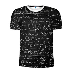 Мужская футболка 3D спортивная с принтом Математические формулы в Санкт-Петербурге, 100% полиэстер с улучшенными характеристиками | приталенный силуэт, круглая горловина, широкие плечи, сужается к линии бедра | formula | math | school | алгебра | математика | матеша | предметы | теорема | универ | физика | формула | школа