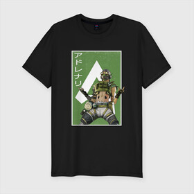 Мужская футболка хлопок Slim с принтом Apex Legends Октейн  в Санкт-Петербурге, 92% хлопок, 8% лайкра | приталенный силуэт, круглый вырез ворота, длина до линии бедра, короткий рукав | apex | apex legends | octane | апекс легенд | октейн | персонаж | японский стиль