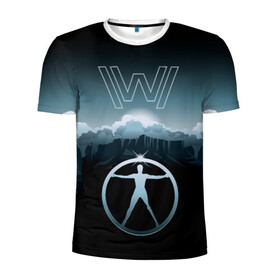 Мужская футболка 3D спортивная с принтом Westworld Landscape в Санкт-Петербурге, 100% полиэстер с улучшенными характеристиками | приталенный силуэт, круглая горловина, широкие плечи, сужается к линии бедра | vdosadir | westworld | джонатан нолан | западный мир | лиза джой | мир дикого запада | пейзаж
