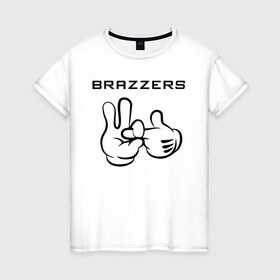 Женская футболка хлопок с принтом Brazzers в Санкт-Петербурге, 100% хлопок | прямой крой, круглый вырез горловины, длина до линии бедер, слегка спущенное плечо | brazzers | анани | бразерс | браззерс | братья | звезда | надпись | прикол | проно хуб | сайт | 