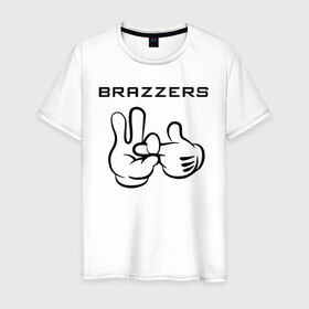 Мужская футболка хлопок с принтом Brazzers в Санкт-Петербурге, 100% хлопок | прямой крой, круглый вырез горловины, длина до линии бедер, слегка спущенное плечо. | brazzers | анани | бразерс | браззерс | братья | звезда | надпись | прикол | проно хуб | сайт | 
