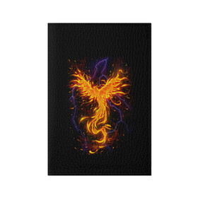 Обложка для паспорта матовая кожа с принтом Phoenix в Санкт-Петербурге, натуральная матовая кожа | размер 19,3 х 13,7 см; прозрачные пластиковые крепления | beast | bird | creature | fire | flame | myth | mythical | phoenix | space | зверь | космос | миф | мифические | мифическое | огонь | пламя | птица | существо | феникс