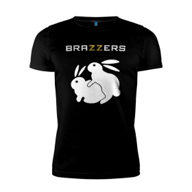 Мужская футболка премиум с принтом Brazzers в Санкт-Петербурге, 92% хлопок, 8% лайкра | приталенный силуэт, круглый вырез ворота, длина до линии бедра, короткий рукав | brazzers | а | бразерс | браззерс | братья | зайцы | звезда | кролики | надпись | прикол | проно хуб | сайт | 