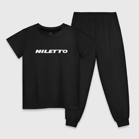 Детская пижама хлопок с принтом Niletto в Санкт-Петербурге, 100% хлопок |  брюки и футболка прямого кроя, без карманов, на брюках мягкая резинка на поясе и по низу штанин
 | logo | niletto | логотип | любимка niletto | нилето